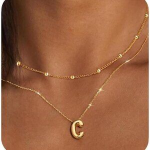 Gold Initial Necklaces for 𝐖𝐨𝐦𝐞𝐧 𝐓𝐞𝐞𝐧𝐬 𝐆𝐢𝐟𝐭𝐬 Layered Choker Bubbl